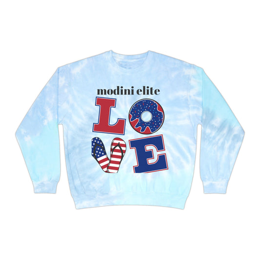 Unisex Tie-Dye Sweatshirt with 'LOVE' Design - Perfect for Celebrations and Casual Wear